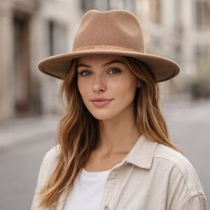 Tentree Recycled Wool Wide Brim Felt Hat NWT Tobacco Brown Small